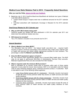 Medical Loss Ratio FAQs 2014