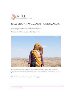 CASE STUDY 1: WOMEN AS POLICYMAKERS