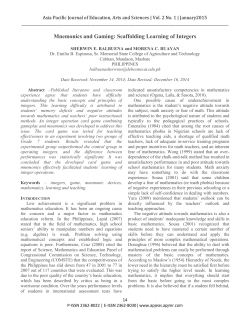 Mnemonics and Gaming - Asia Pacific Journal of Education, Arts