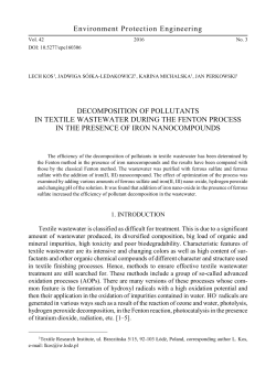 Decomposition of pollutants in textile wastewater during the Fenton