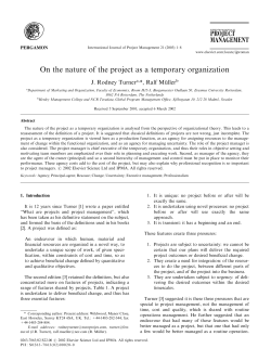 On the Nature of the Project as a Temporary Organisation (PDF