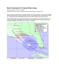 Storm Summary for Tropical Storm Isaac