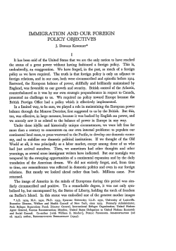 Immigration and Our Foreign Policy Objectives