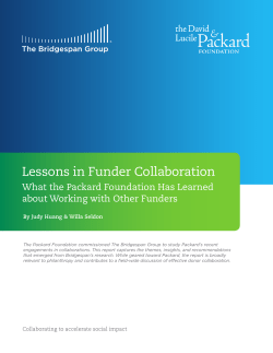 Lessons in Funder Collaboration - The David and Lucile Packard