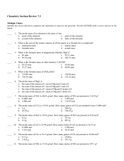 Chemistry Section Review 7.3