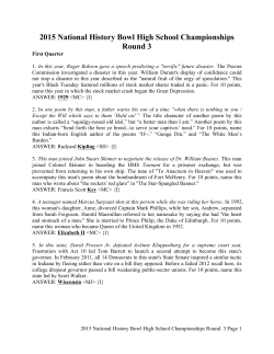 2015 National History Bowl High School Championships Round 3