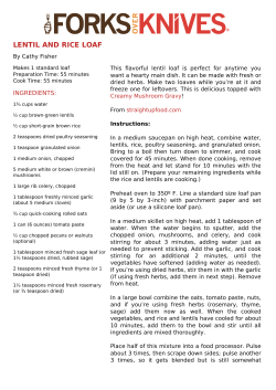 Lentil and Rice Loaf