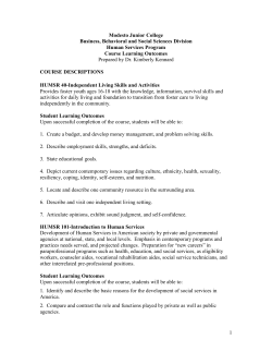 Human Services Course Learning Outcomes