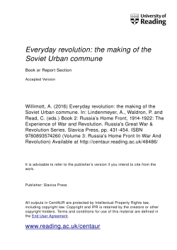 Everyday revolution: the making of the Soviet Urban commune