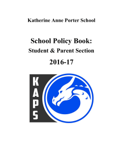 School Policy Book: 2016-17 - Katherine Anne Porter School