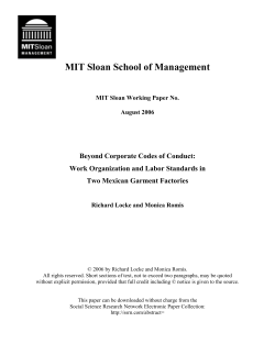 Beyond Corporate Codes of Conduct: Work Organization and Labor