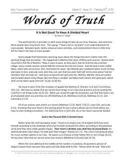 It Is Not Good To Have A Divided Heart