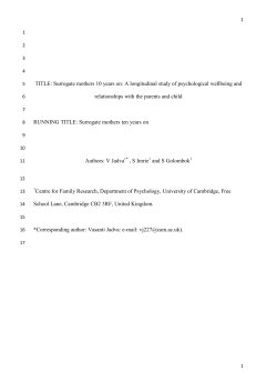 TITLE: Surrogate mothers 10 years on: A longitudinal study of