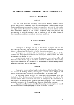 law on conscription, compulsory labour and requisition