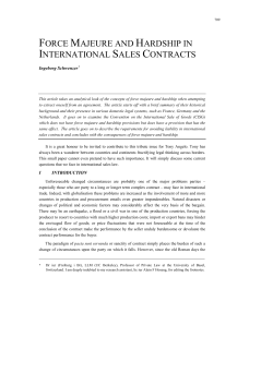 Force Majeure and Hardship in International Sales Contracts