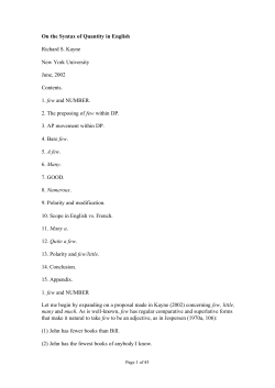 On the Syntax of Quantity in English