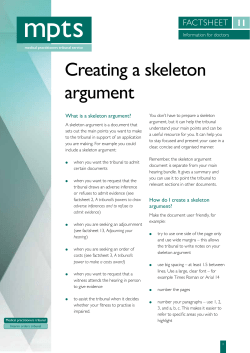 MPTS-Factsheet 10&ndash;Creating a skeleton argument