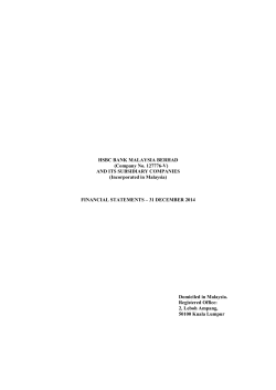 HSBC BANK MALAYSIA BERHAD (Company No. 127776