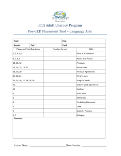 Pre-GED Language Arts Placement tool