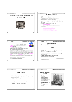 A VERY SELECTED HISTORY OF COMPUTI G BIBLIOGRAPHY