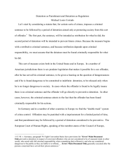 Detention as Punishment and Detention as Regulation Michael