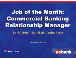 Job of the Month: Commercial Banking Relationship