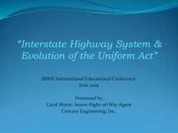 Interstate Highway System and the Revolution of hte Uniform Act