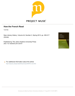 How the French Read - Heyman Center for the Humanities