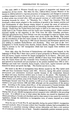 IMMIGRATION TO CANADA 157 The early 1890`s in Western