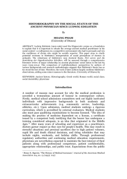 HISTORIOGRAPHY ON THE SOCIAL STATUS OF THE ANCIENT