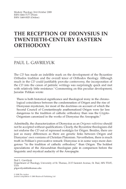 The Reception of Dionysius in Twentieth