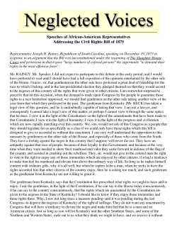 Speeches of African-American Representatives Addressing the Civil