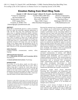 Emotion Rating from Short Blog Texts