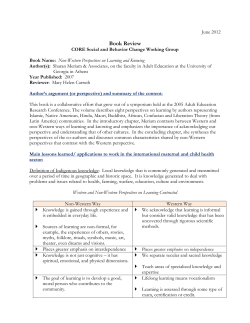 Non-Western Perspectives on Learning and Knowing