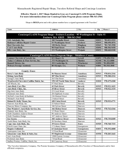 Massachusetts Registered Repair Shops, Travelers Referral Shops