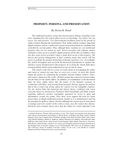 PROPERTY, PERSONA, AND PRESERVATION By Deven R. Desai