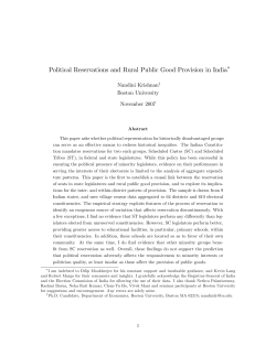 Political Reservations and Rural Public Good Provision in India!