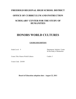 honors world cultures - Freehold Regional High School District