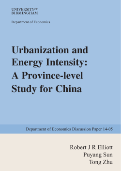 Urbanization and Energy Intensity: A Province