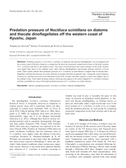 Predation pressure of Noctiluca scintillans on diatoms and thecate