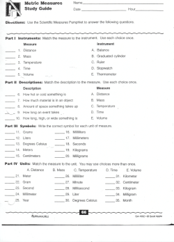 Metric Measures Study Guide