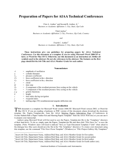 Preparation of Papers for AIAA Technical Conferences