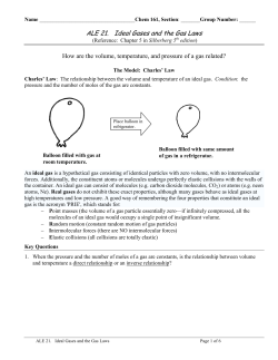 ALE 21. Ideal Gases and the Gas Laws