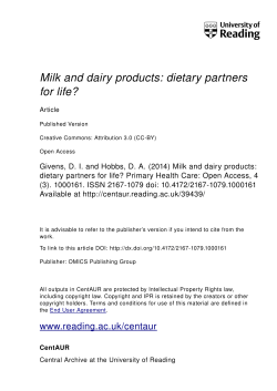Milk and dairy products: dietary partners for life?