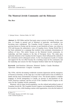 3. The Montreal Jewish Community and the Holocaust by Max Beer