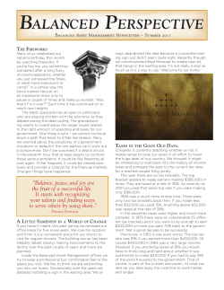 Summer 2011 Newsletter - Balanced Asset Management