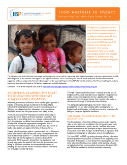ARGENTINA: CLAIMING THE RIGHT TO EDUCATION WITH