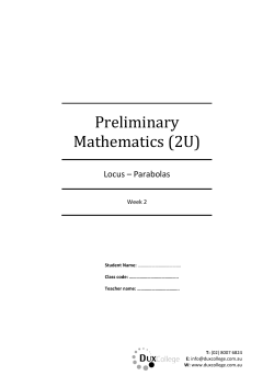 Preliminary Mathematics (2U)
