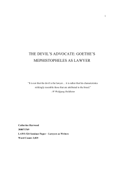 the devil`s advocate: goethe`s mephistopheles as lawyer