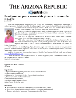 Family-secret pasta sauce adds pizzazz to casserole